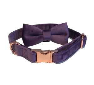 Velour Bow Tie & Dog Collar