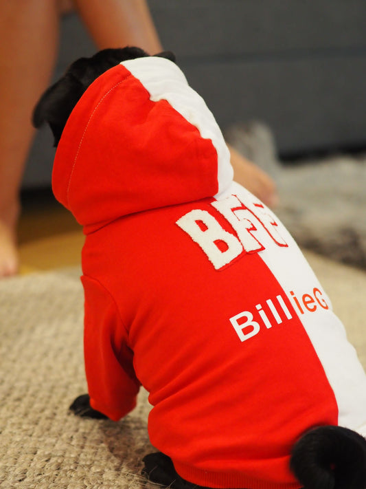 BillieG BFF 2 Tone Hoodie Dog - Red & White