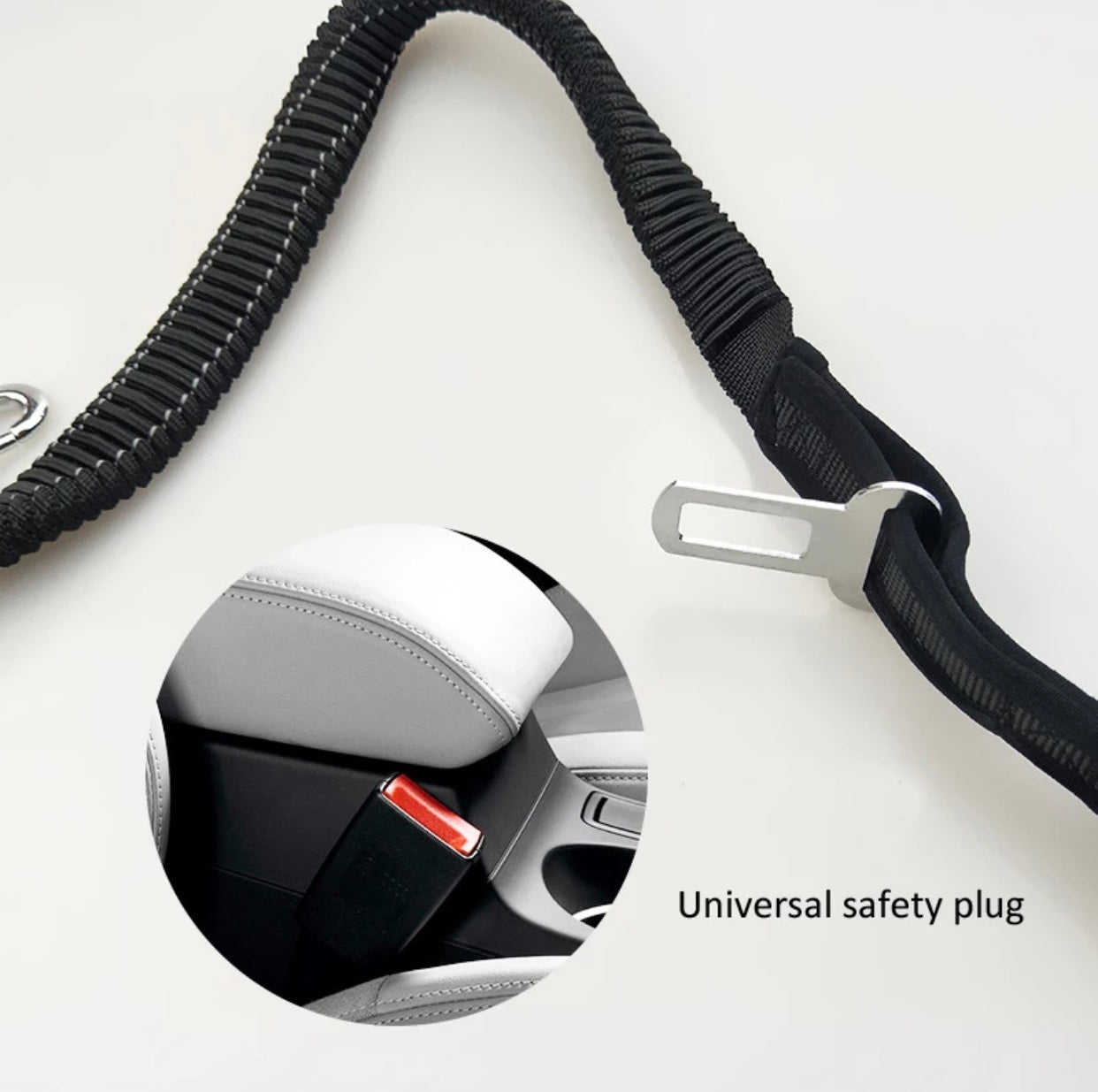 BillieG Heavy duty nylon dog lead with dual handles and car seat belt clip